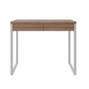 Ver imagem 6 de Escrivaninha Mesa Escritório Kuadra 2 Gavetas 90cm Industrial Lamina Mel e Branco Marrom