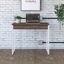 Ver imagem 1 de Escrivaninha Mesa Escritório Kuadra 2 Gavetas 90cm Industrial Nogal e Branco Marrom