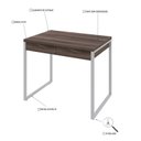 Ver imagem 5 de Escrivaninha Mesa Escritório Kuadra 2 Gavetas 90cm Industrial Nogal e Branco Marrom