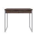 Ver imagem 6 de Escrivaninha Mesa Escritório Kuadra 2 Gavetas 90cm Industrial Nogal e Branco Marrom