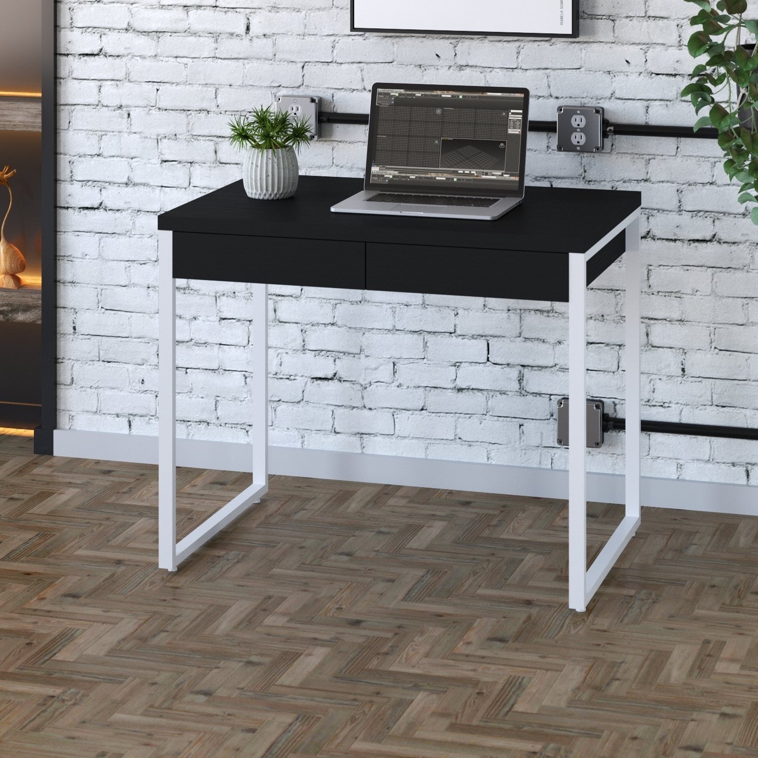 Mesa Para Escritório 90Cm 2 Gavetas Kuadra - 7