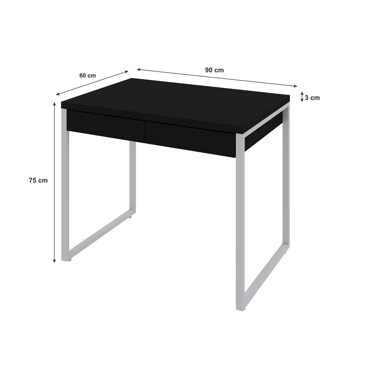 Mesa Para Escritório 90Cm 2 Gavetas Kuadra - 3