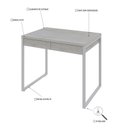 Ver imagem 5 de Escrivaninha Mesa Escritório Kuadra 2 Gavetas 90cm Industrial Snow e Branco Chess