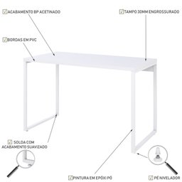 Mesa para Escritório Office Estilo Industrial 120cm Kuadra  - 5
