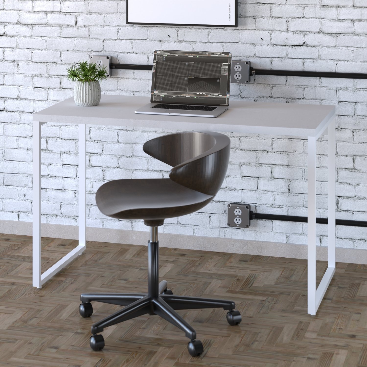 Mesa para Escritório Office Estilo Industrial 120cm Kuadra Compace - 1