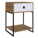 Ver imagem 5 de Mesa de Cabeceira e Apoio Lateral Industrial com Gaveta Mel / Branco