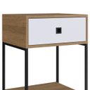 Ver imagem 6 de Mesa de Cabeceira e Apoio Lateral Industrial com Gaveta Mel / Branco