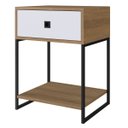 Ver imagem 4 de Mesa de Cabeceira e Apoio Lateral Industrial com Gaveta Mel / Branco