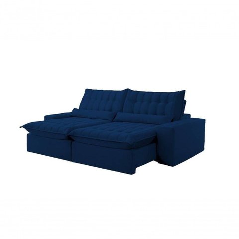 Sofá Petra Retrátil e Reclinável 250cm Espuma D-26 Softy - Azul