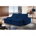 Ver imagem 3 de Sofá Petra Retrátil e Reclinável 250cm Espuma D-26 Softy - Azul