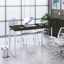 Ver imagem 7 de Escrivaninha Mesa Escritório Office Estilo Kuadra 120cm Industrial Carvalho Dark e Branco Chess Marrom