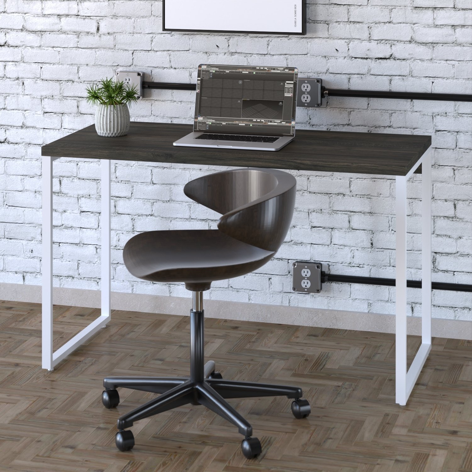 Mesa para Escritório Office Estilo Industrial 120cm Kuadra Compace - 1