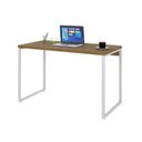 Ver imagem 4 de Escrivaninha Mesa Escritório Office Estilo Kuadra 120cm Industrial Lamina Mel e Branco Marrom