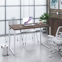 Ver imagem 7 de Escrivaninha Mesa Escritório Office Estilo Kuadra 120cm Industrial Nogal e Branco Marrom