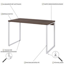 Mesa Para Escritório Office Estilo Industrial 120Cm Kuadra - 5