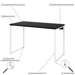 Mesa Para Escritório Office Estilo Industrial 120Cm Kuadra - 5