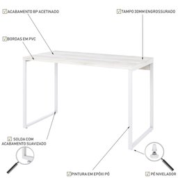 Mesa Para Escritório Office Estilo Industrial 120Cm Kuadra - 5