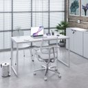 Ver imagem 7 de Escrivaninha Mesa Escritório Office Estilo Kuadra 135cm Industrial Branco e Branco Chess