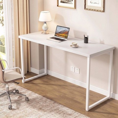 Escrivaninha Mesa Escritório Office Estilo Kuadra 135cm Industrial Branco Chess