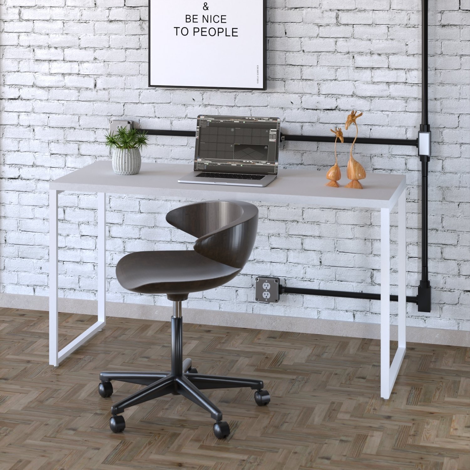 Mesa para Escritório Office Estilo Industrial 135cm Kuadra - 1