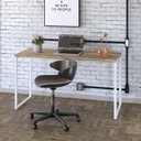 Ver imagem 1 de Escrivaninha Mesa Escritório Office Estilo Kuadra 135cm Industrial Carvalho e Branco Marrom