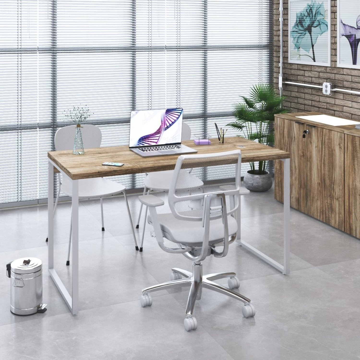 Mesa para Escritório Office Estilo Industrial 135cm Kuadra - 7