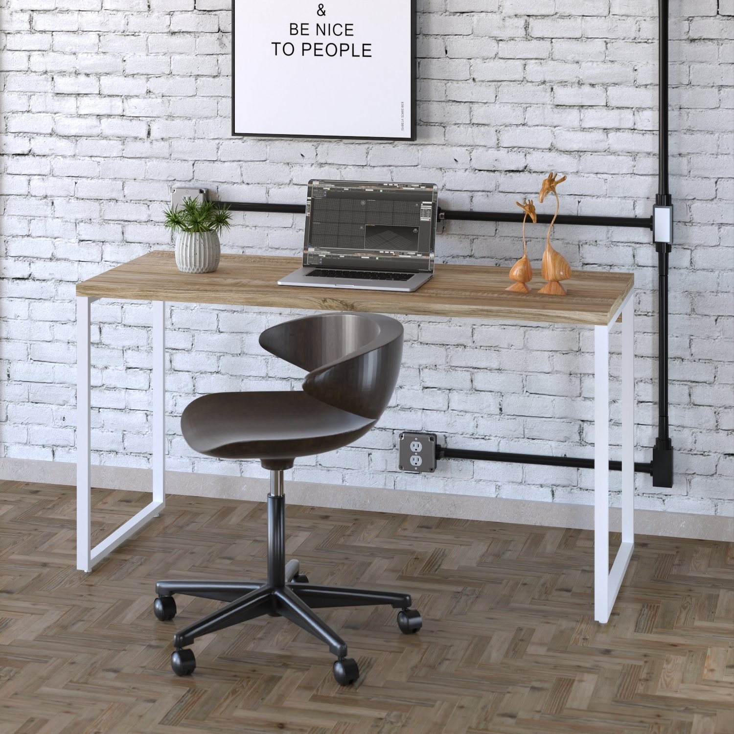 Mesa para Escritório Office Estilo Industrial 135cm Kuadra - 1