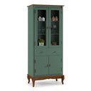 Ver imagem 1 de Cristaleira 4 Portas 2 Prateleiras 1 Gaveta e Pés Luiz Xv 60308 Linz Móveis - Verde Musgo/imbuia