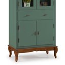 Ver imagem 3 de Cristaleira 4 Portas 2 Prateleiras 1 Gaveta e Pés Luiz Xv 60308 Linz Móveis - Verde Musgo/imbuia