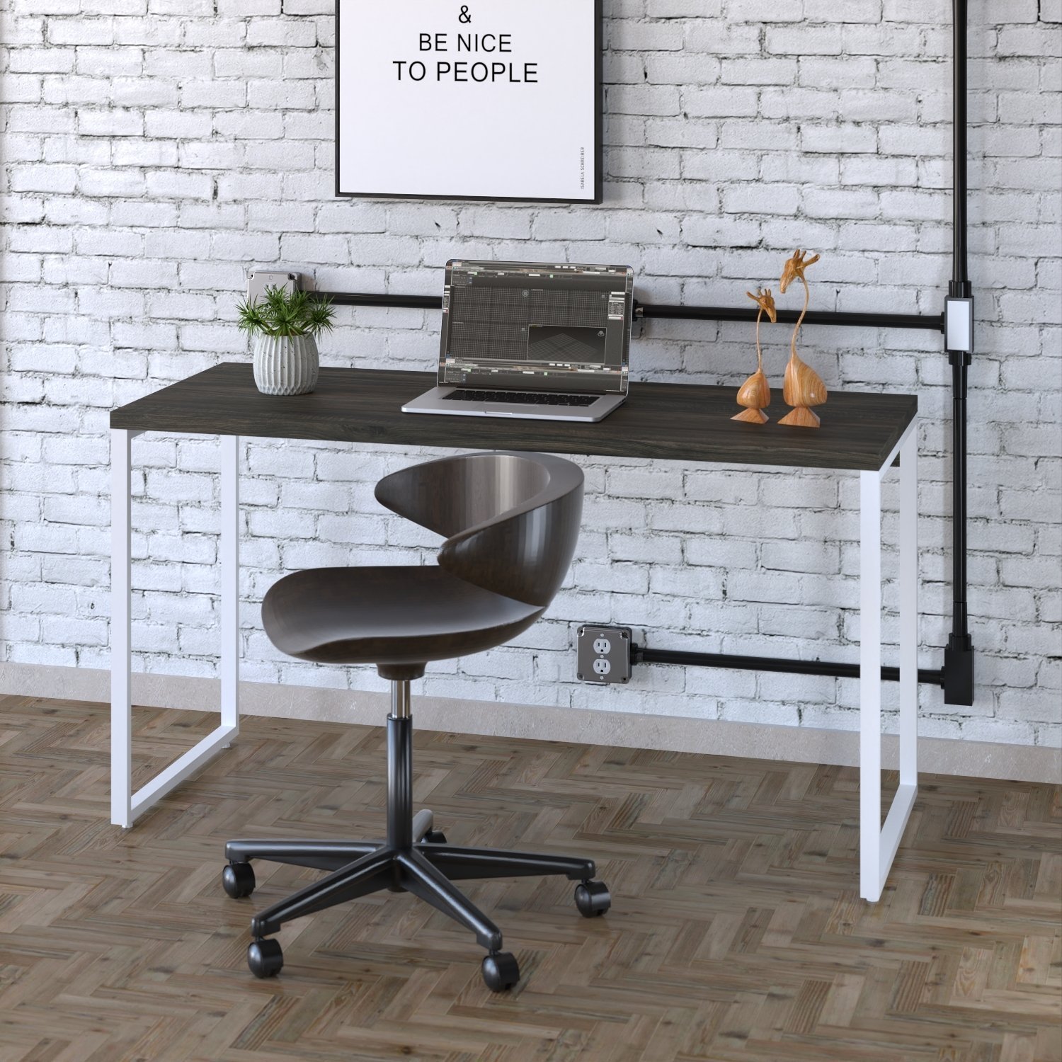 Mesa para Escritório Office Estilo Industrial 135cm Kuadra - 1