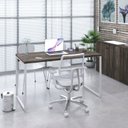 Ver imagem 7 de Escrivaninha Mesa Escritório Office Estilo Kuadra 135cm Industrial Carvalho Dark e Branco Chess Marrom