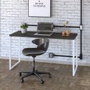 Ver imagem 1 de Escrivaninha Mesa Escritório Office Estilo Kuadra 135cm Industrial Carvalho Dark e Branco Chess Marrom