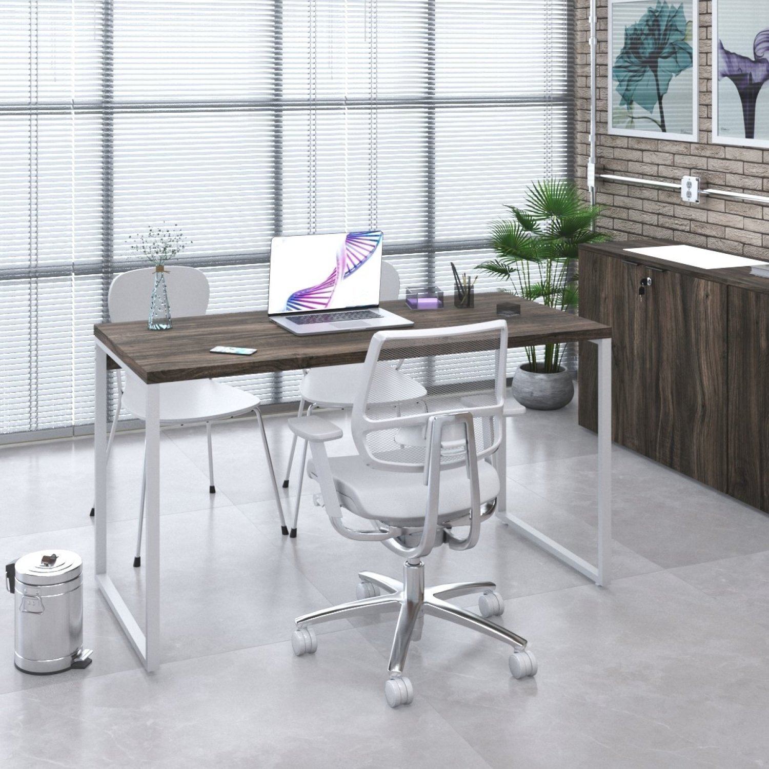 Mesa para Escritório Office Estilo Industrial 135cm Kuadra - 7