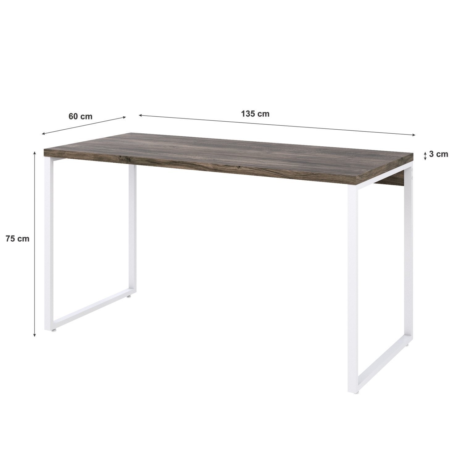Mesa para Escritório Office Estilo Industrial 135cm Kuadra - 3