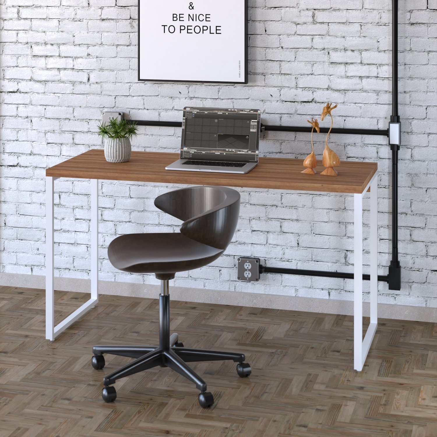 Mesa para Escritório Office Estilo Industrial 135cm Kuadra - 1