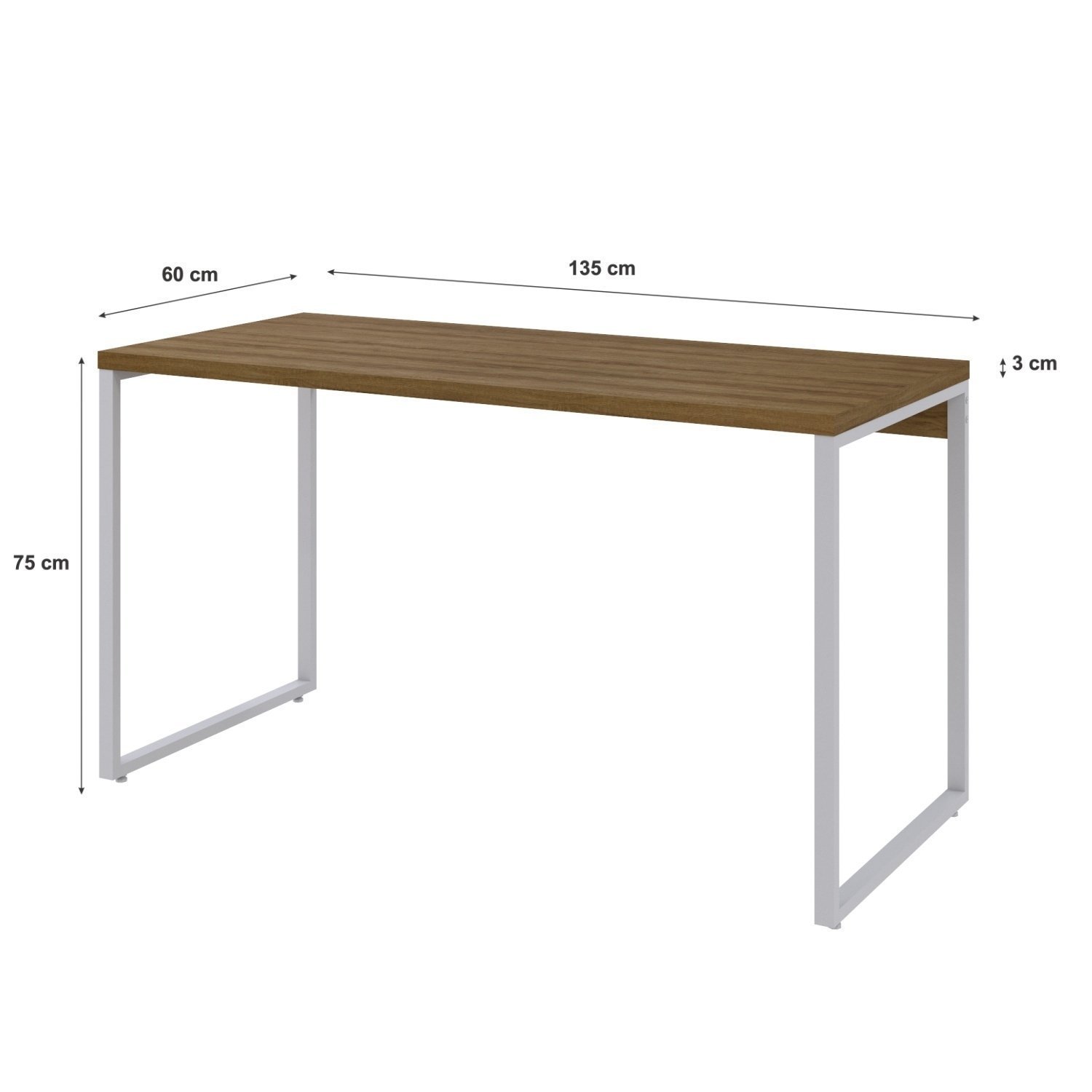 Mesa para Escritório Office Estilo Industrial 135cm Kuadra - 3