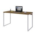 Ver imagem 4 de Escrivaninha Mesa Escritório Office Estilo Kuadra 135cm Industrial Lamina Mel e Branco Marrom