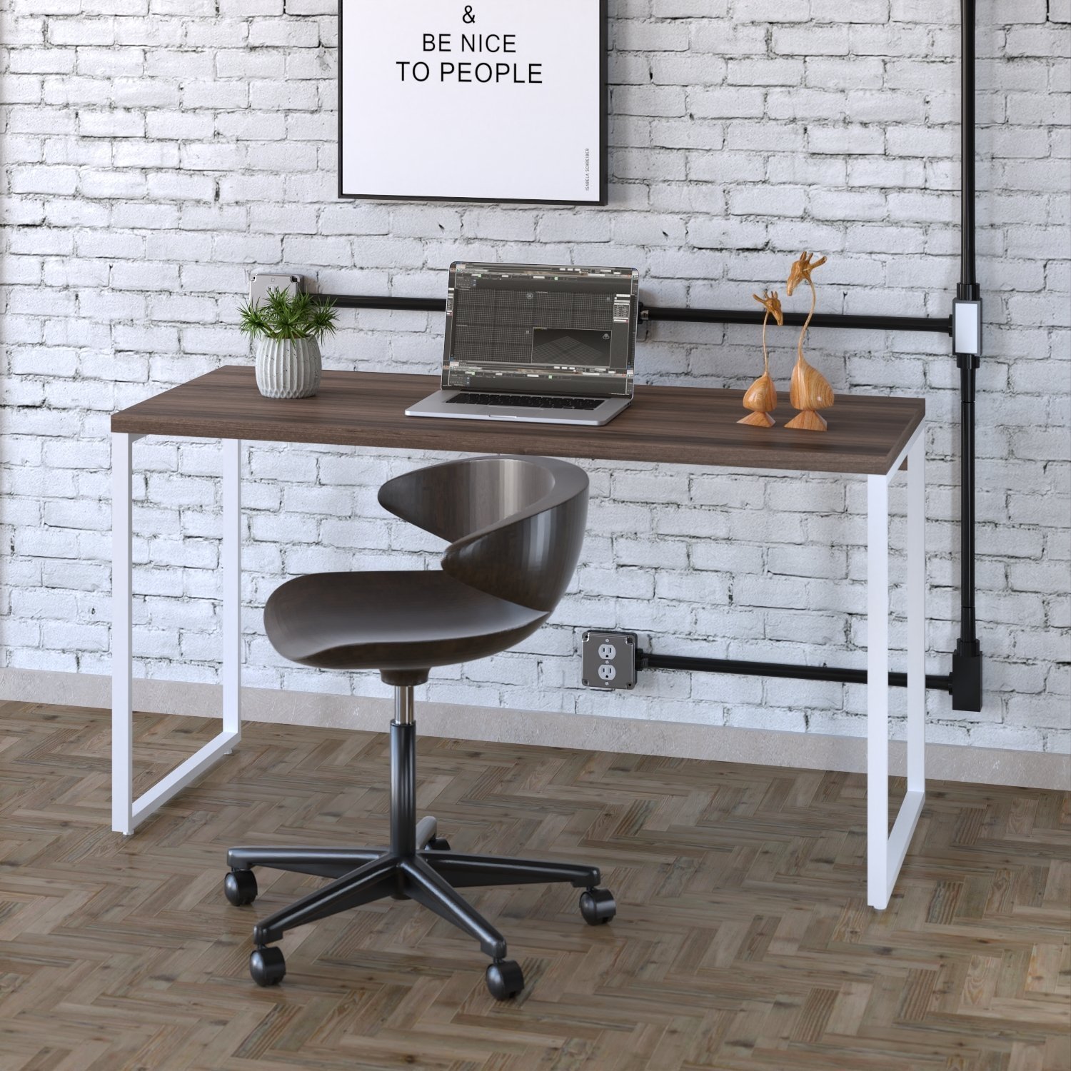 Mesa para Escritório Office Estilo Industrial 135cm Kuadra - 1
