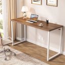 Ver imagem 1 de Escrivaninha Mesa Escritório Office Estilo Kuadra 135cm Industrial Nogal e Branco Marrom