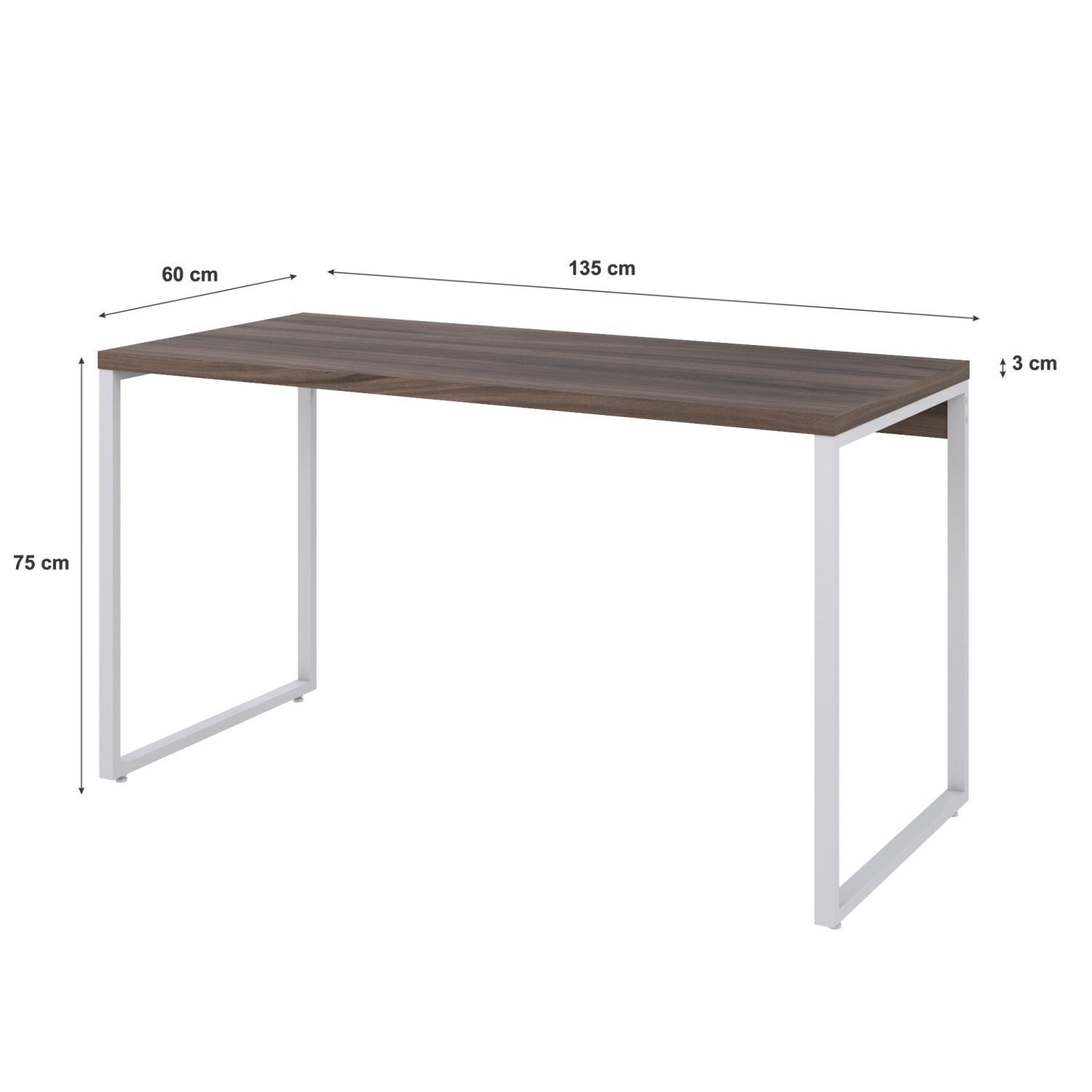 Mesa para Escritório Office Estilo Industrial 135cm Kuadra - 3