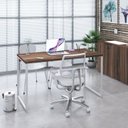 Ver imagem 7 de Escrivaninha Mesa Escritório Office Estilo Kuadra 135cm Industrial Nogal e Branco Marrom
