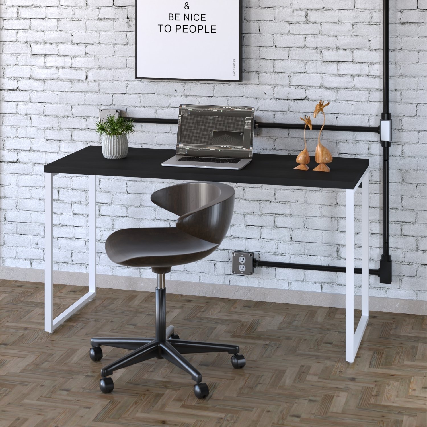 Mesa para Escritório Office Estilo Industrial 135cm Kuadra - 1
