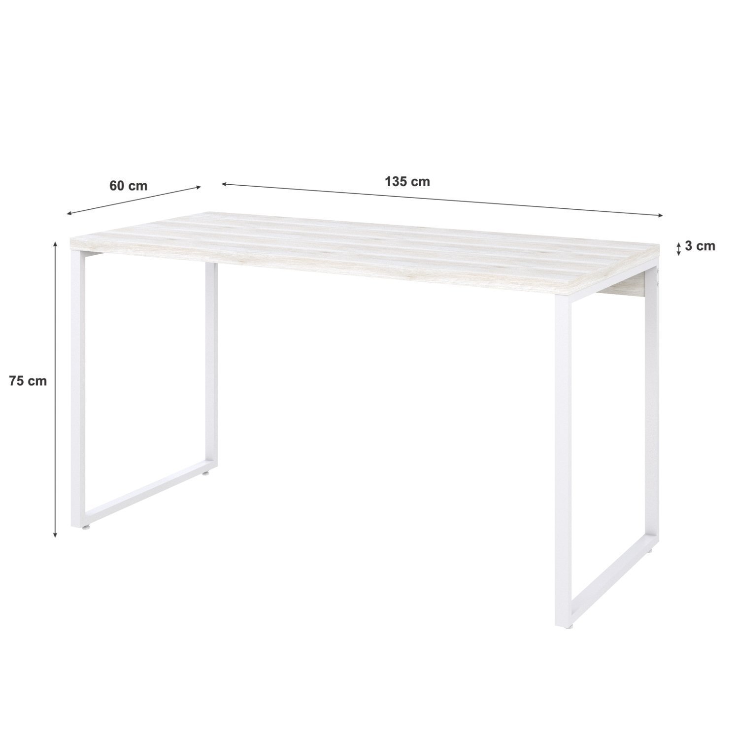Mesa para Escritório Office Estilo Industrial 135cm Kuadra - 3