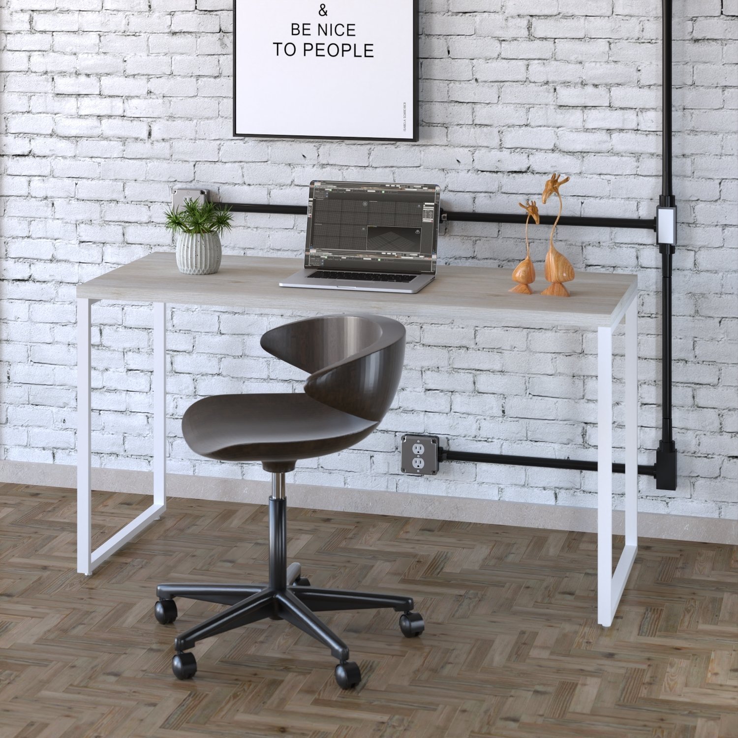 Mesa para Escritório Office Estilo Industrial 135cm Kuadra - 1