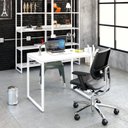 Ver imagem 7 de Escrivaninha Mesa Escritório Office Estilo Kuadra 90cm Industrial Branco Chess