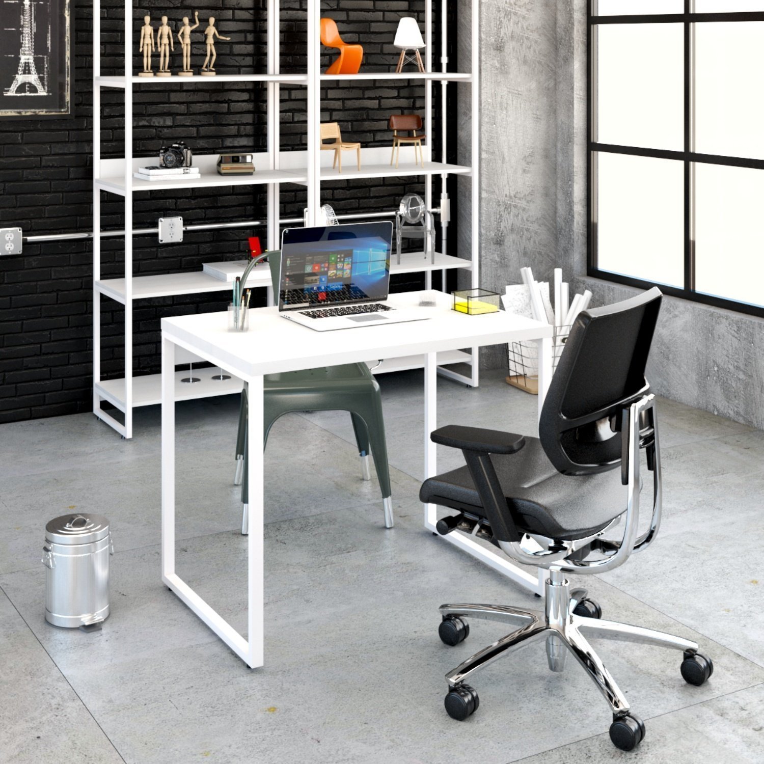 Mesa Para Escritório Office Estilo Industrial 90Cm Kuadra - 7