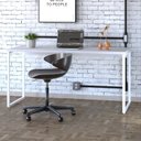 Ver imagem 1 de Escrivaninha Mesa Escritório Diretor Estilo Kuadra 150cm Industrial Branco Chess