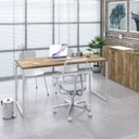 Ver imagem 7 de Escrivaninha Mesa Escritório Diretor Estilo Kuadra 150cm Industrial Carvalho e Branco Marrom