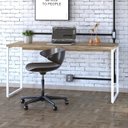 Ver imagem 1 de Escrivaninha Mesa Escritório Diretor Estilo Kuadra 150cm Industrial Carvalho e Branco Marrom