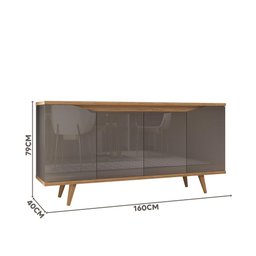 Buffet Aparador Pés Palito Cinza Perola Noce Grace Casa D - 4